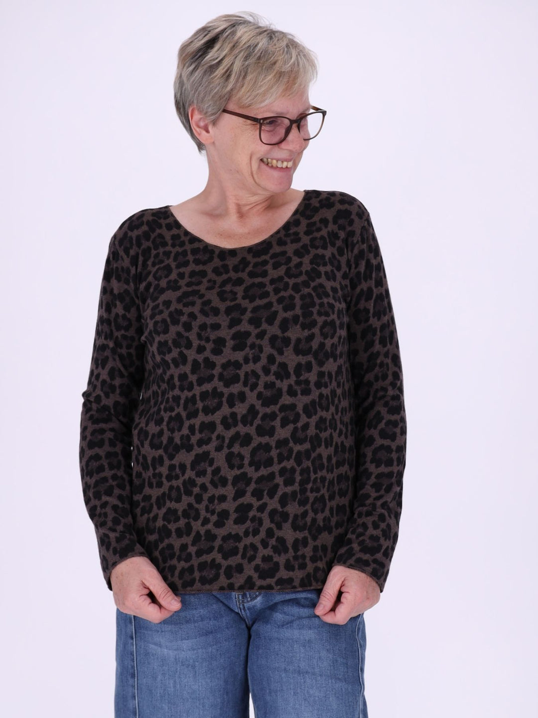 Shirt Damen Feinstrick AOP Leo