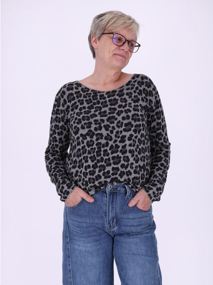 Shirt Damen Feinstrick AOP Leo
