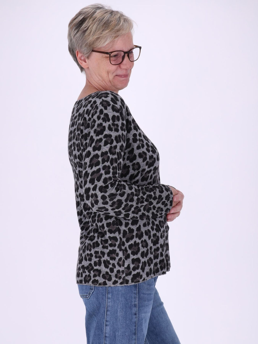Shirt Damen Feinstrick AOP Leo