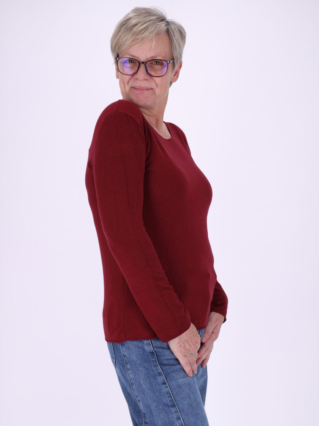 Shirt Damen Rundhals Feinstrick