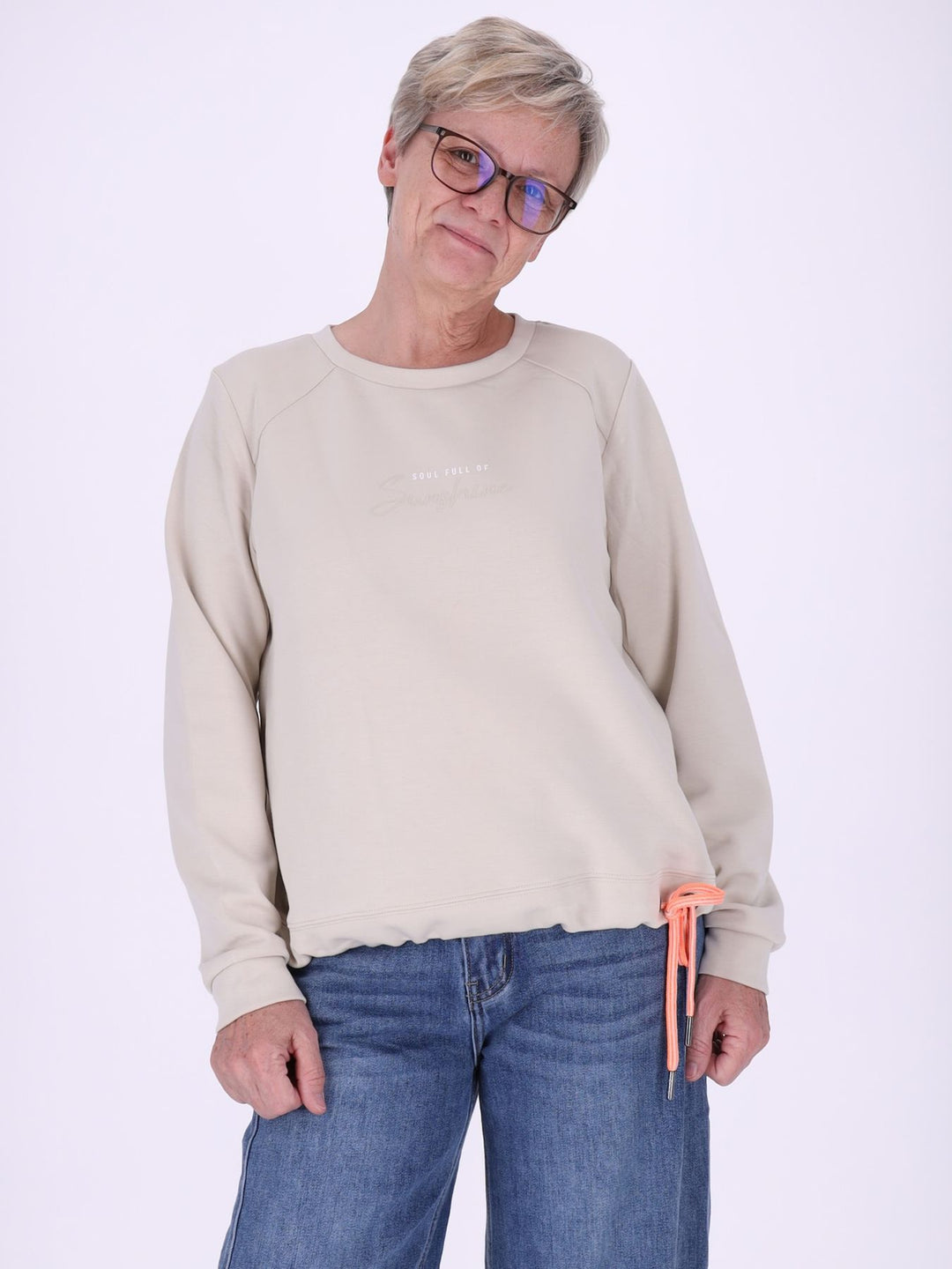 Beiges Sweatshirt Damen „Sunshine“ – lässiger Statement-Look