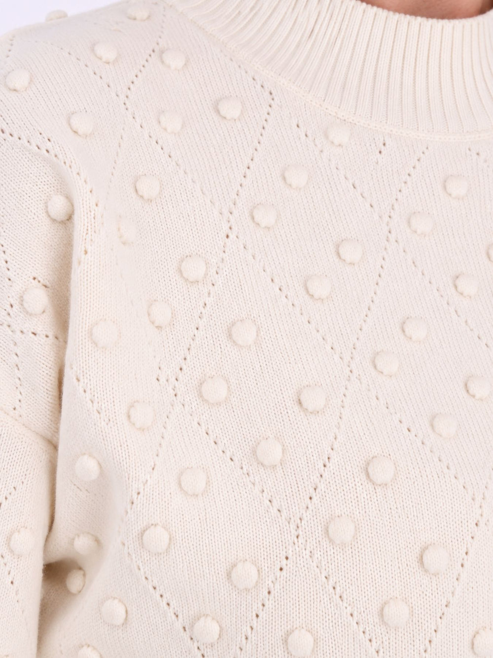 Strickpullover Damen mit Tupfen & Stehkragen – figurbetont mit besonderem Strickmuster