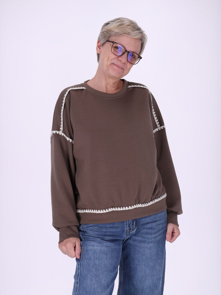 Beiges Sweatshirt Damen mit Mäusezähnchen – feminin & lässig