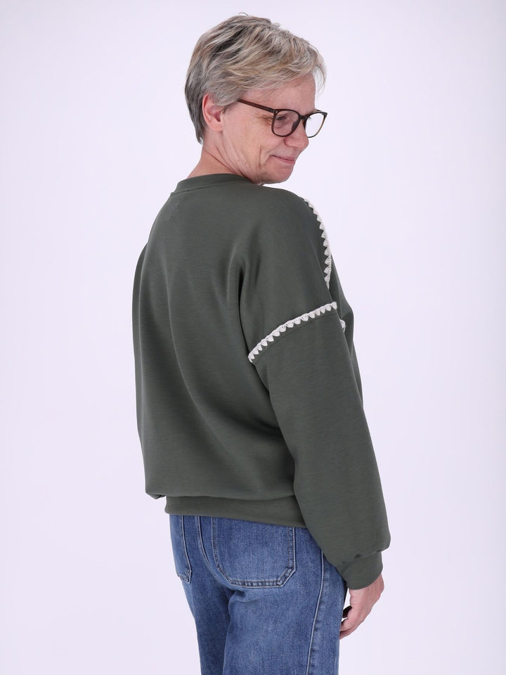 Khaki Sweatshirt Damen mit Mäusezähnchen – lässig & feminin