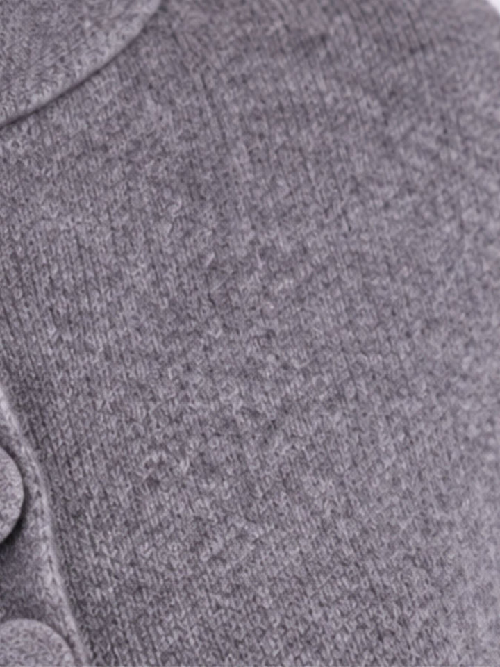 Graue Strickjacke Damen in A-Form – Stehkragen & halber Arm