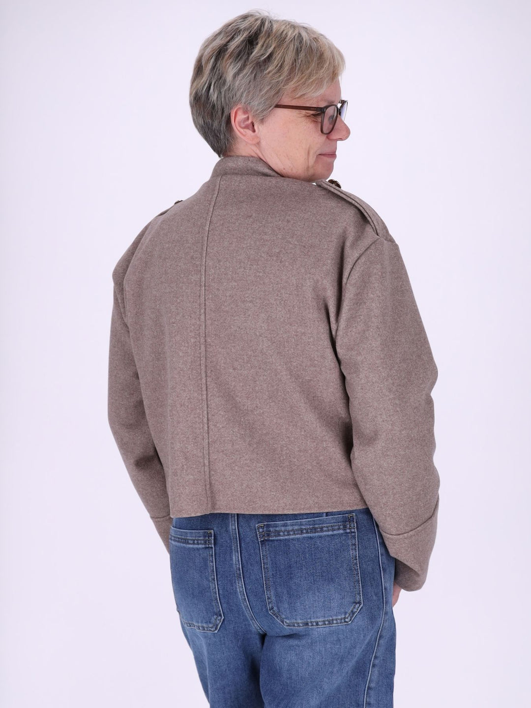 Military-Kurzjacke Wolloptik Zierknöpfe