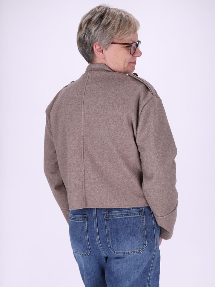Military-Kurzjacke Wolloptik Zierknöpfe