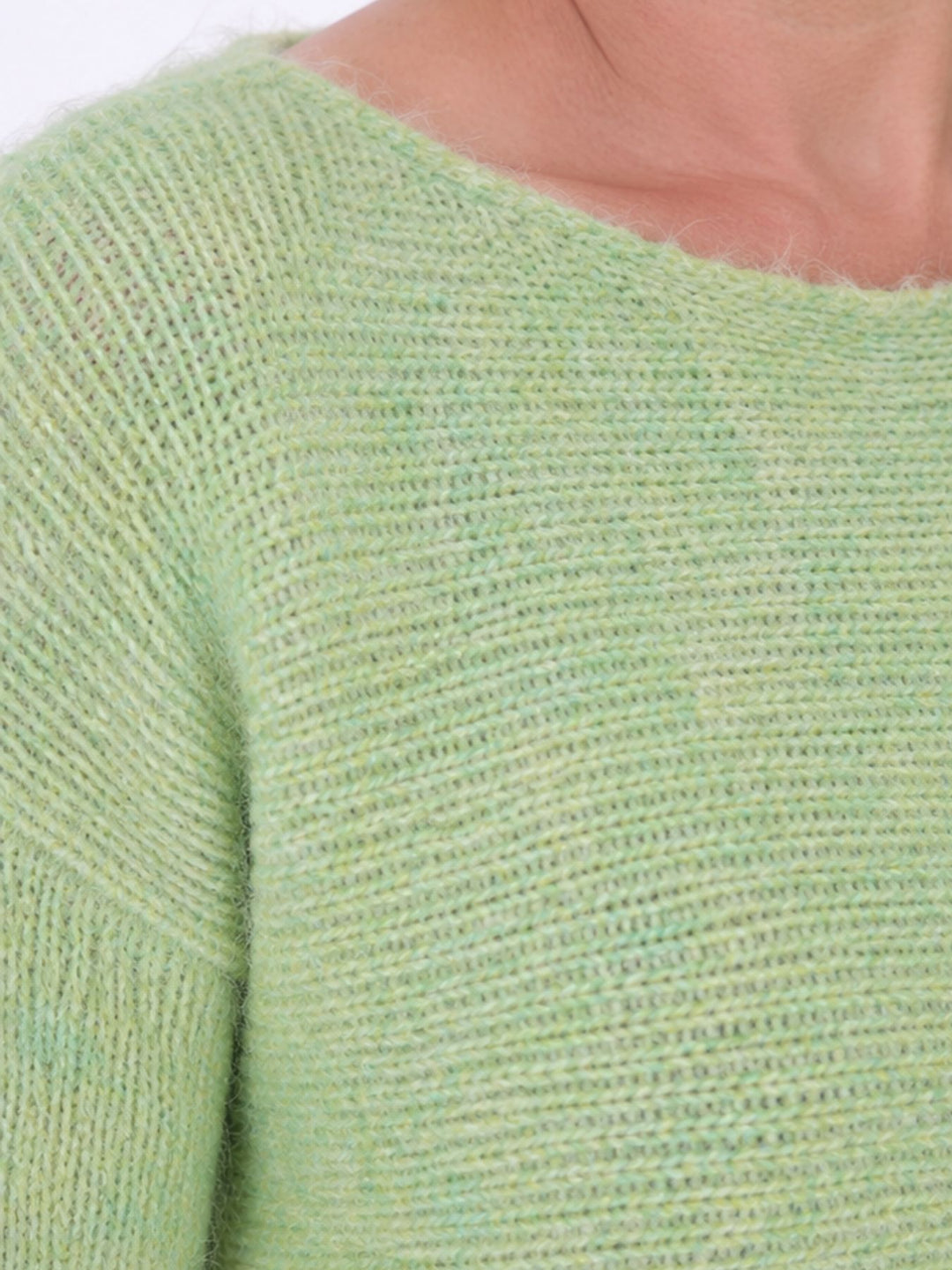 Kuscheliger Strickpullover Damen mit 3/4-Arm – Hellgrün