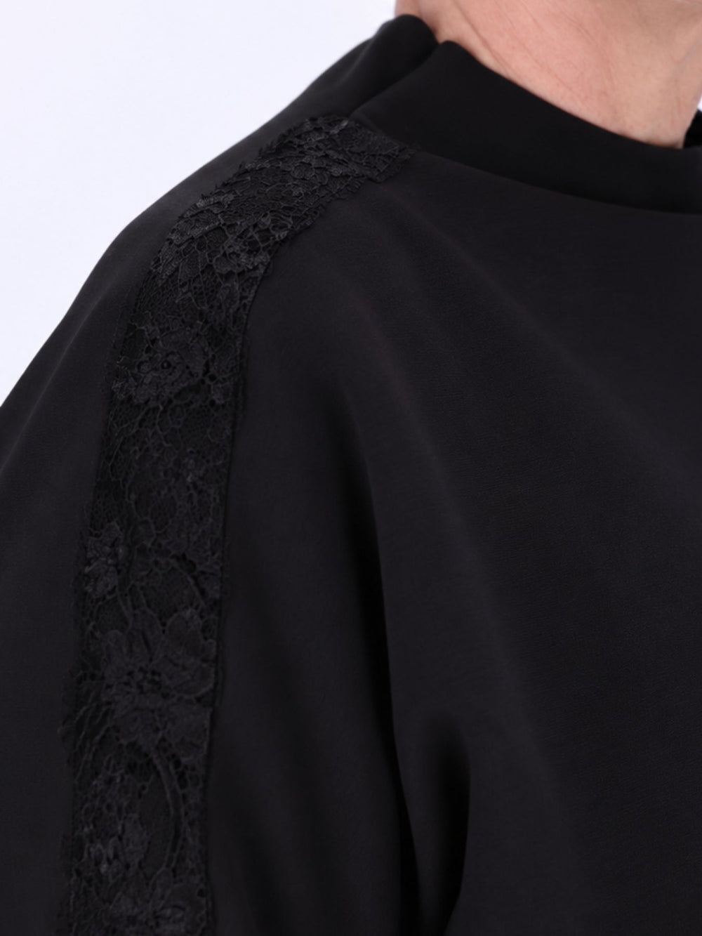 Sweatshirt Damen Spitze an Bund und Ärmel