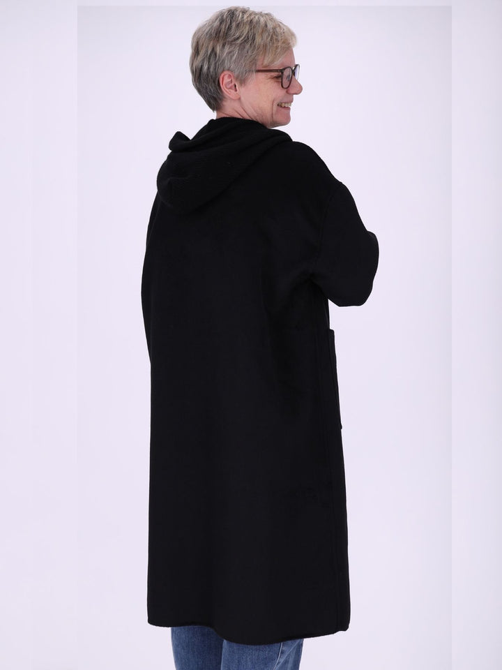Wollmantel Damen Strickkapuze Oversized