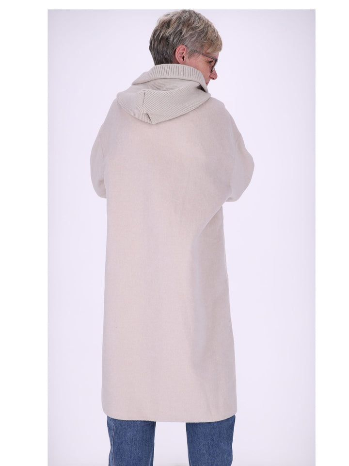 Wollmantel Damen Strickkapuze Oversized