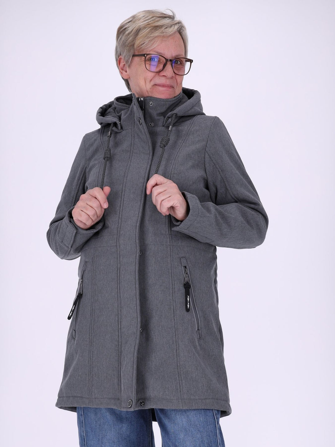 Graue Damen Activewear Softshelljacke – wasserabweisend, windabweisend & atmungsaktiv