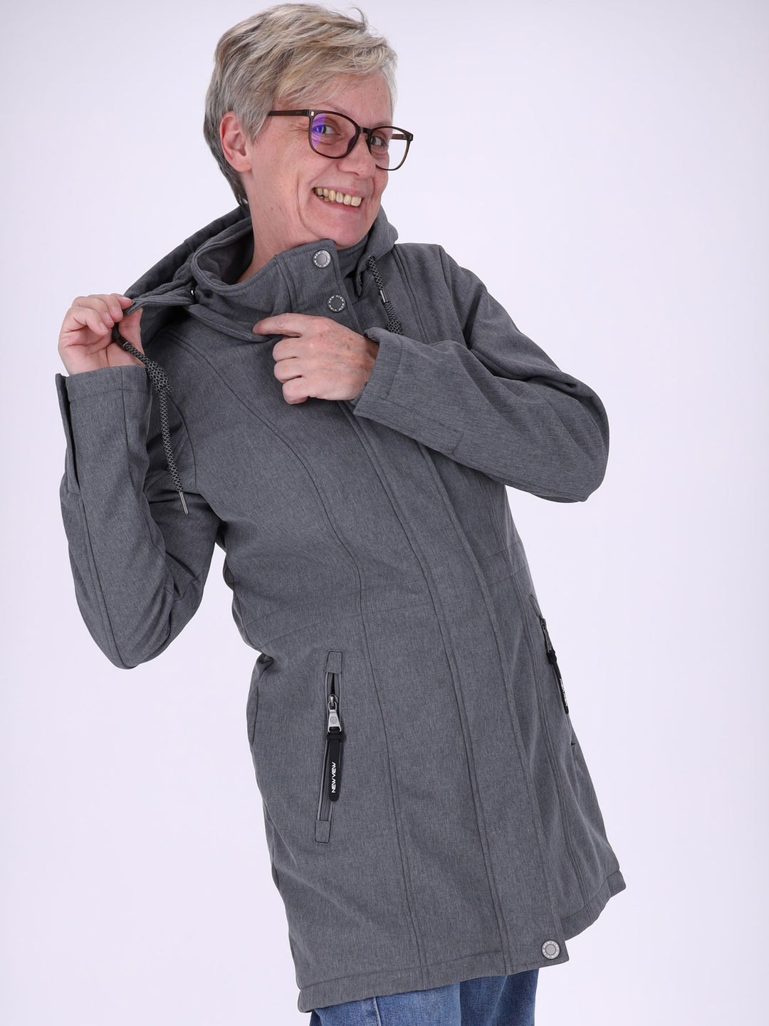 Graue Damen Activewear Softshelljacke – wasserabweisend, windabweisend & atmungsaktiv
