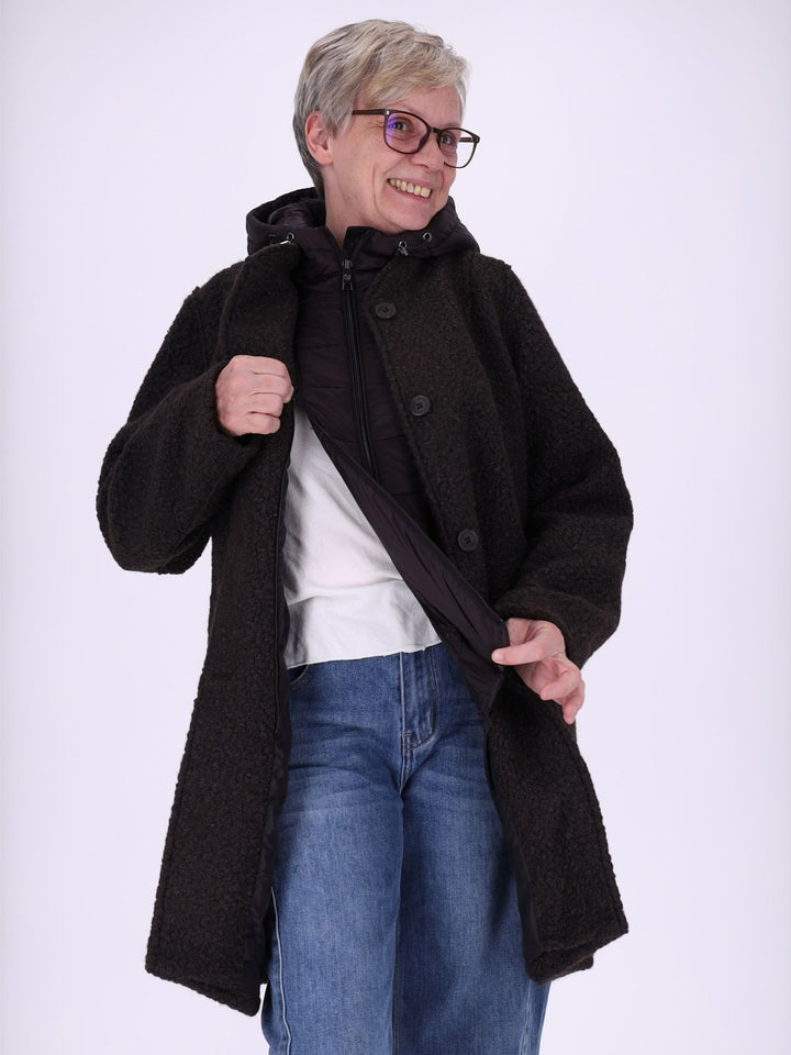 Boucle Mantel Damen Stepp abtrennbar