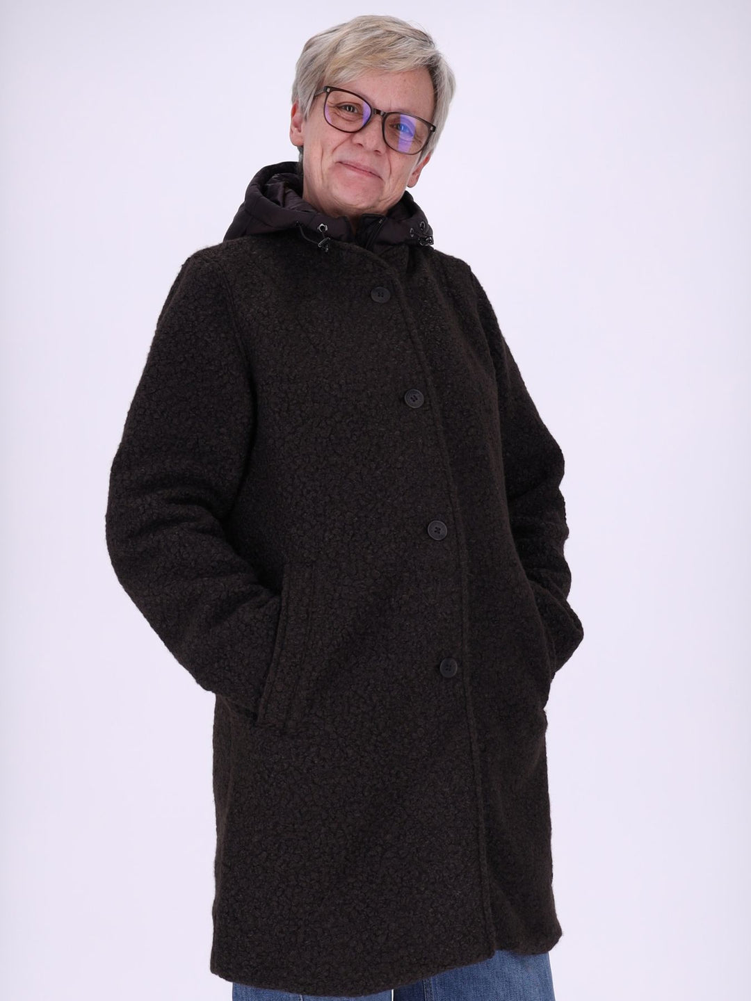 Boucle Mantel Damen Stepp abtrennbar