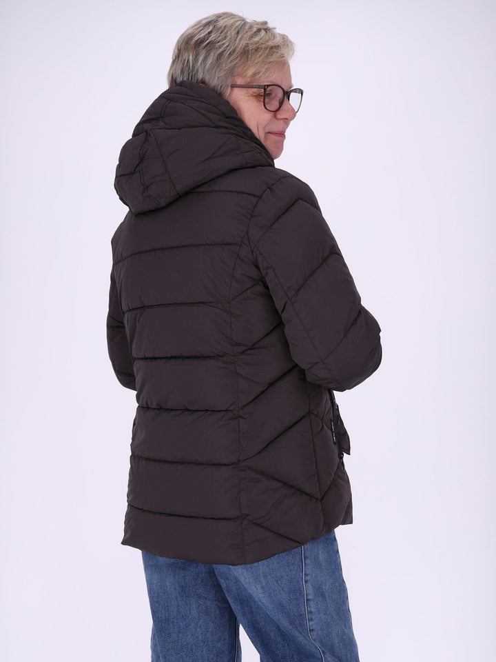 Graue Damen Steppjacke mit Rautensteppung & recycelter Wattierung – modern, zeitlos & vielseitig