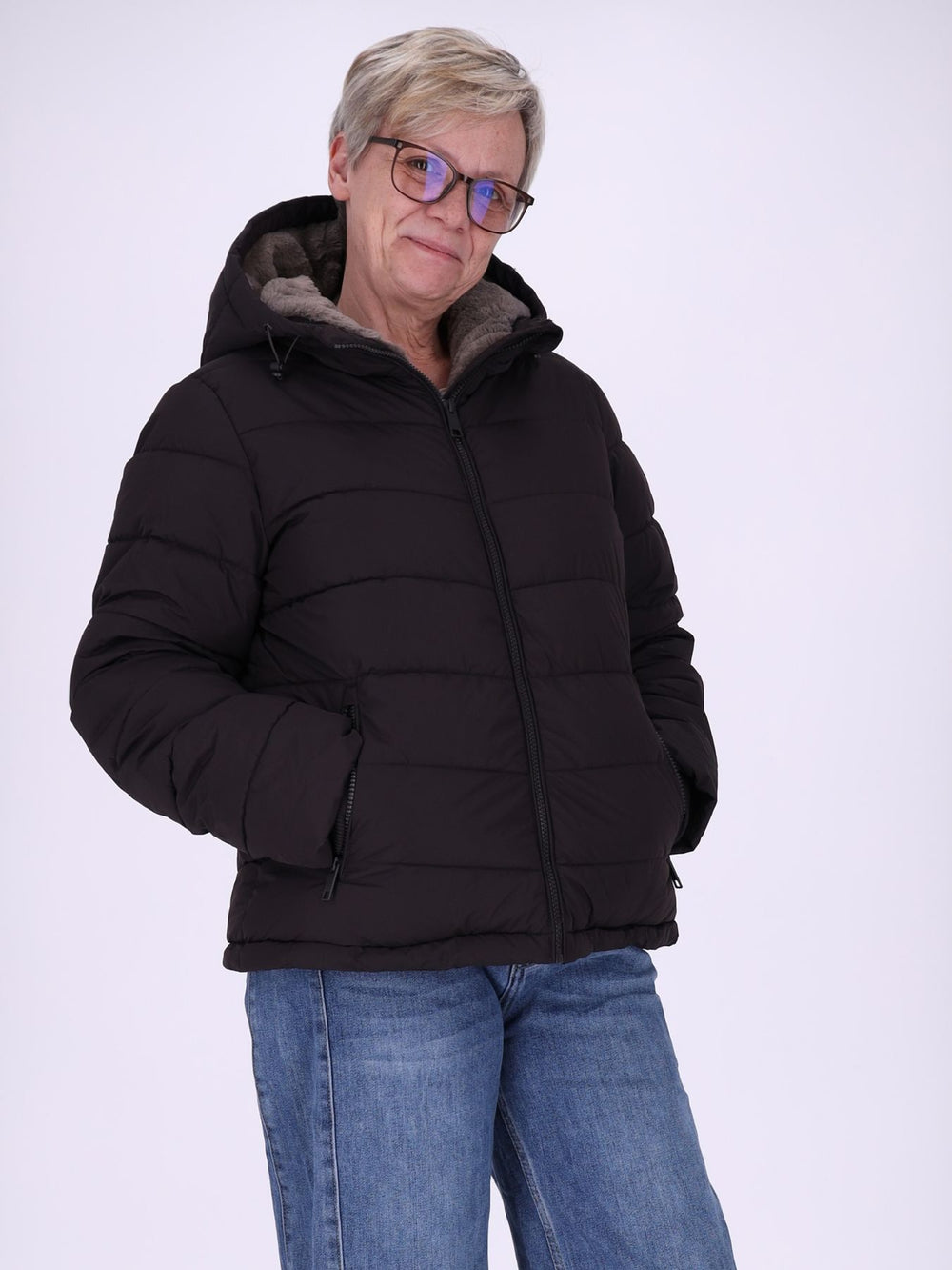 Steppjacke Damen Fake Fur Futter