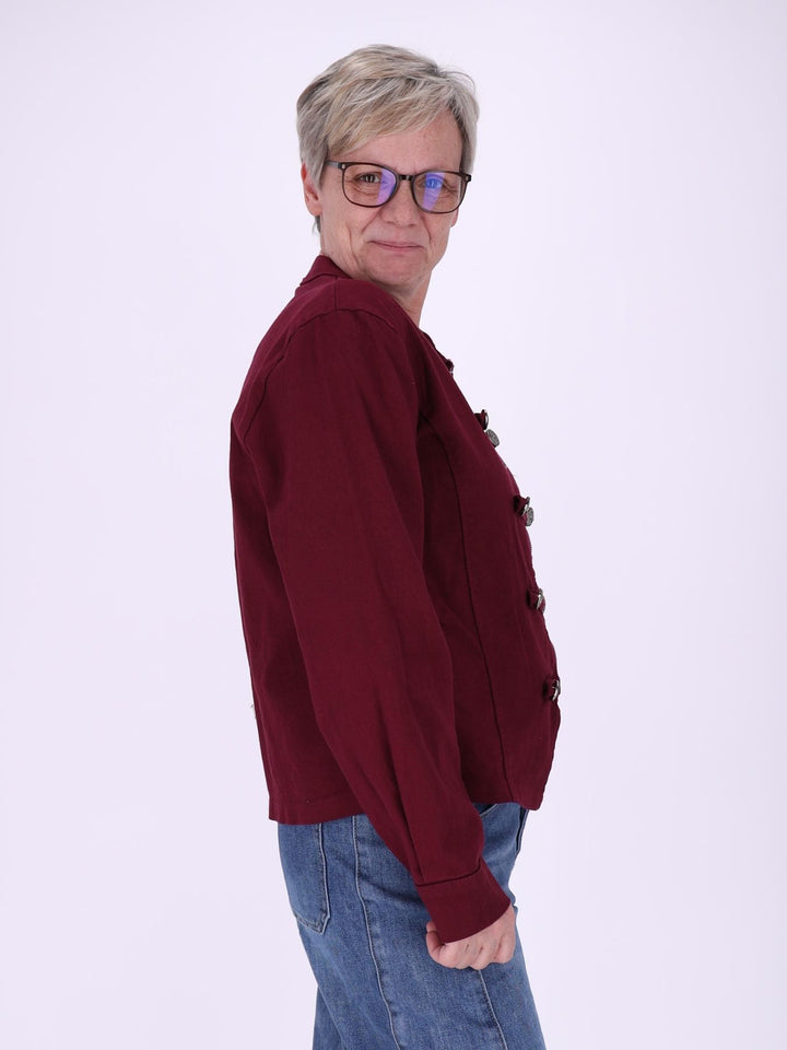 Bordeaux Damen Military Jacket aus Denim mit Reißverschluss – feminin & modern