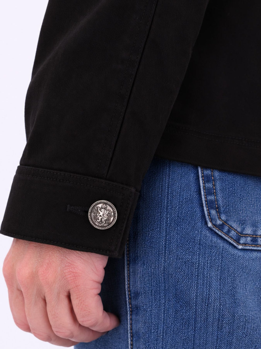Schwarze Damen Military Jacket aus Denim mit Reißverschluss – feminin & modern