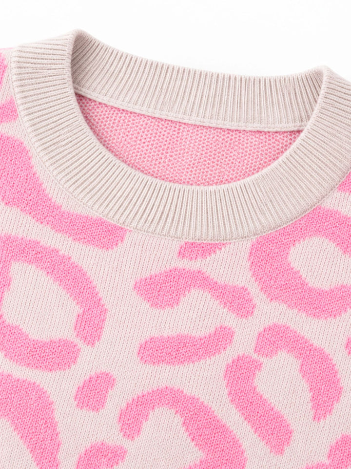 Damen Strickpullover mit Leo-Muster in Pink – weich, feminin & modern