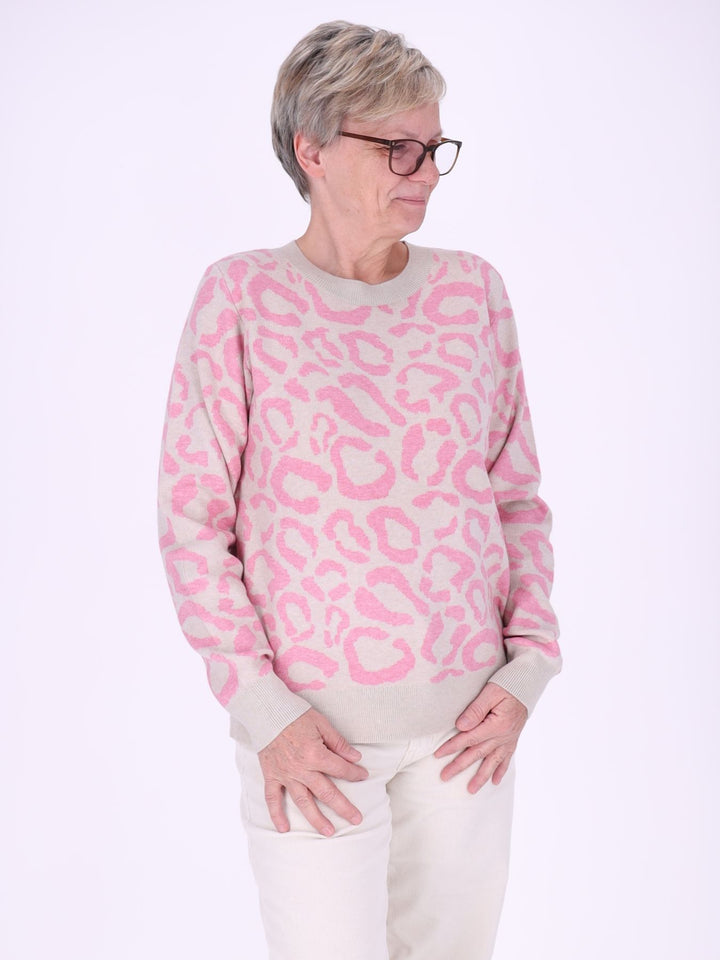 Damen Strickpullover mit Leo-Muster in Pink – weich, feminin & modern