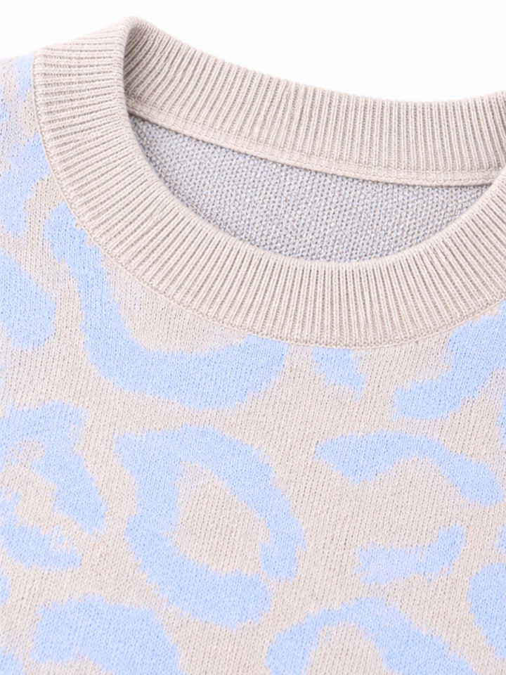 Damen Strickpullover mit Leo-Muster in Blau – weich, modern & vielseitig kombinierbar