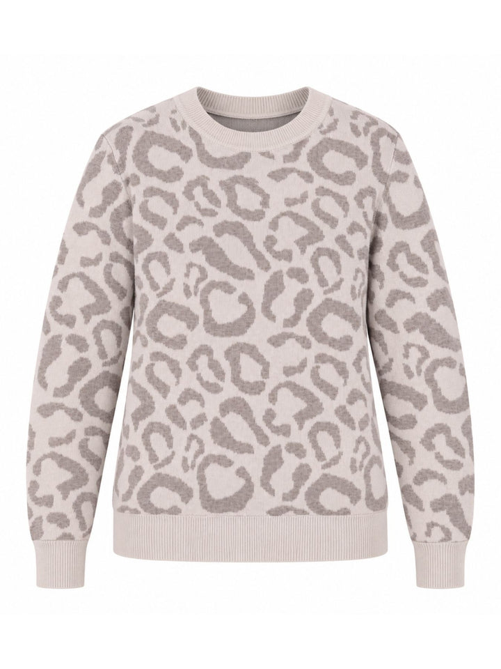 Brauner Damen Strickpullover mit Leo-Muster – weich, modern & stilvoll
