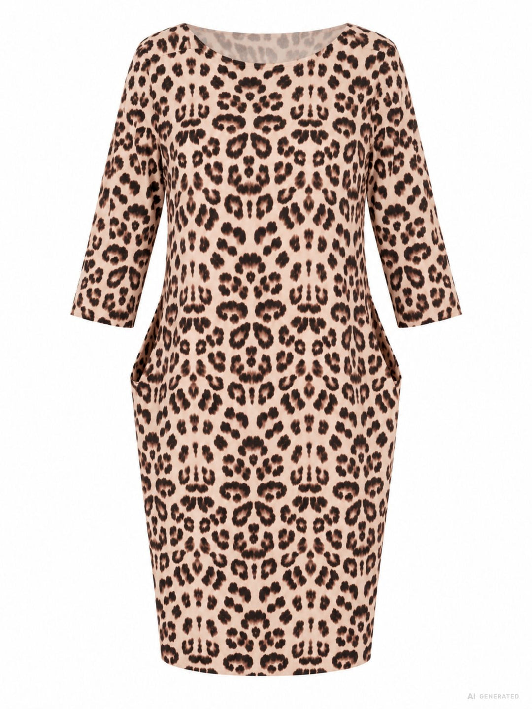 Kleid Damen 3/4 Arm Jersey AOP Leo klein