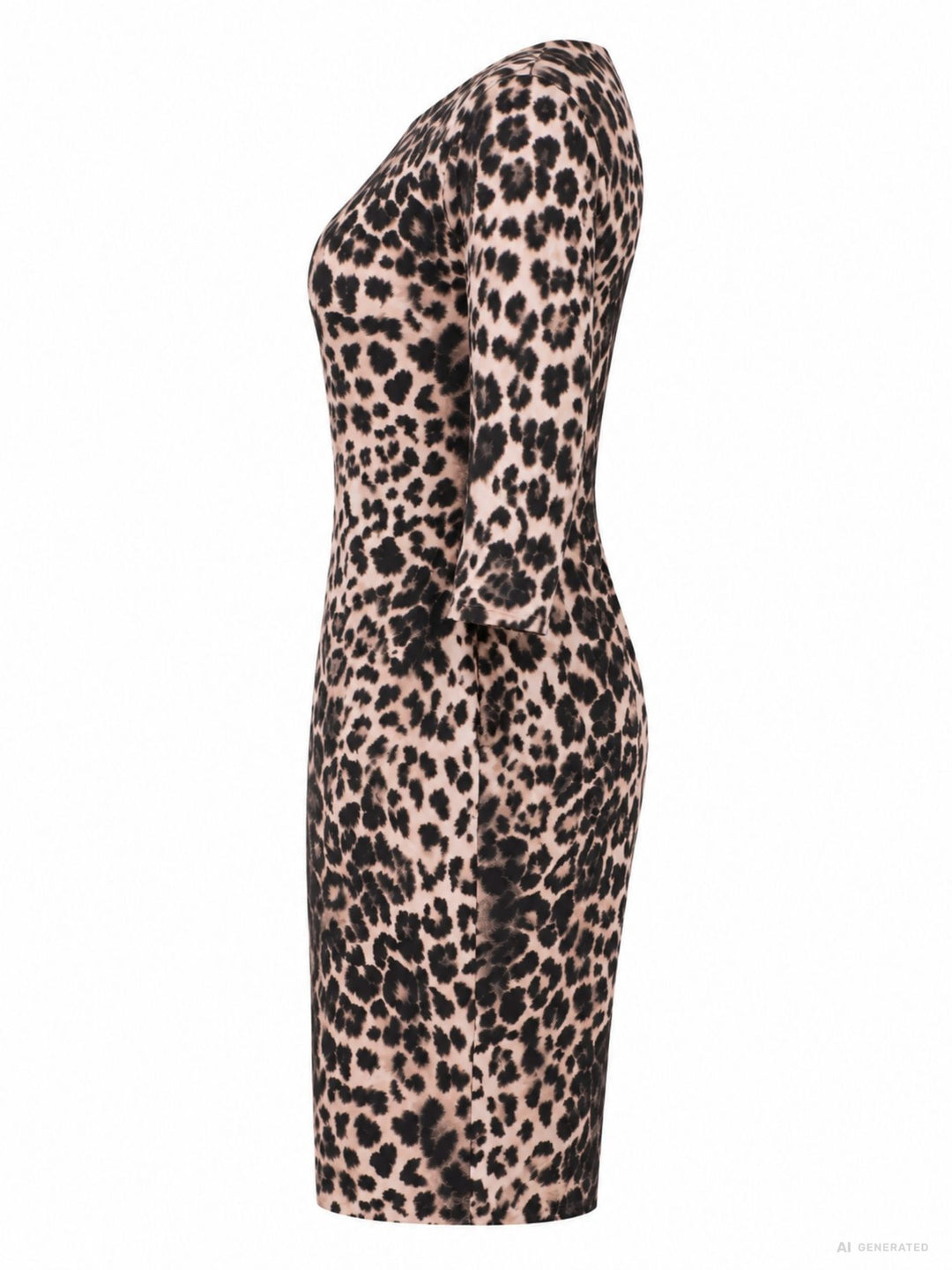 Kleid Damen 3/4 Arm Jeresy AOP Leo groß