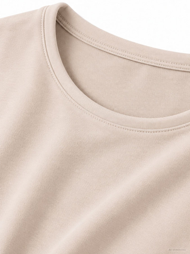 Beiges Damen Kleid mit Seitentaschen – lässig, bequem & modern