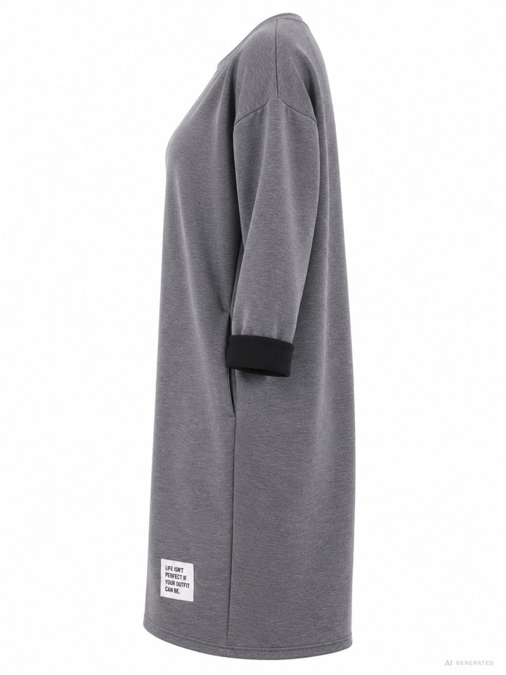 Kleid Damen Langarm Seitentaschen