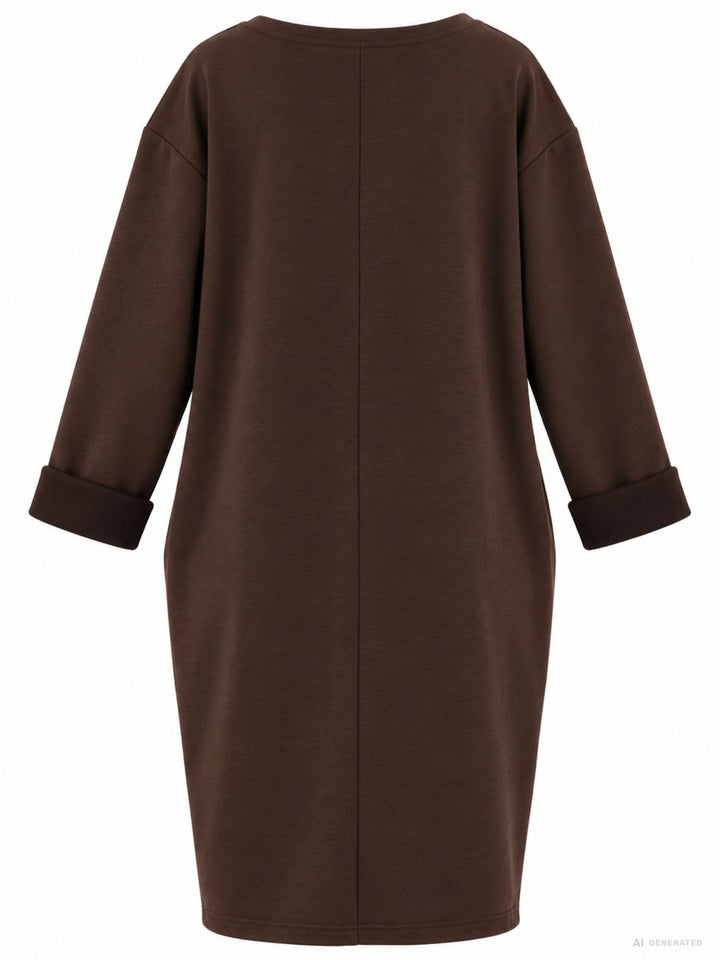 Kleid Damen Langarm Seitentaschen