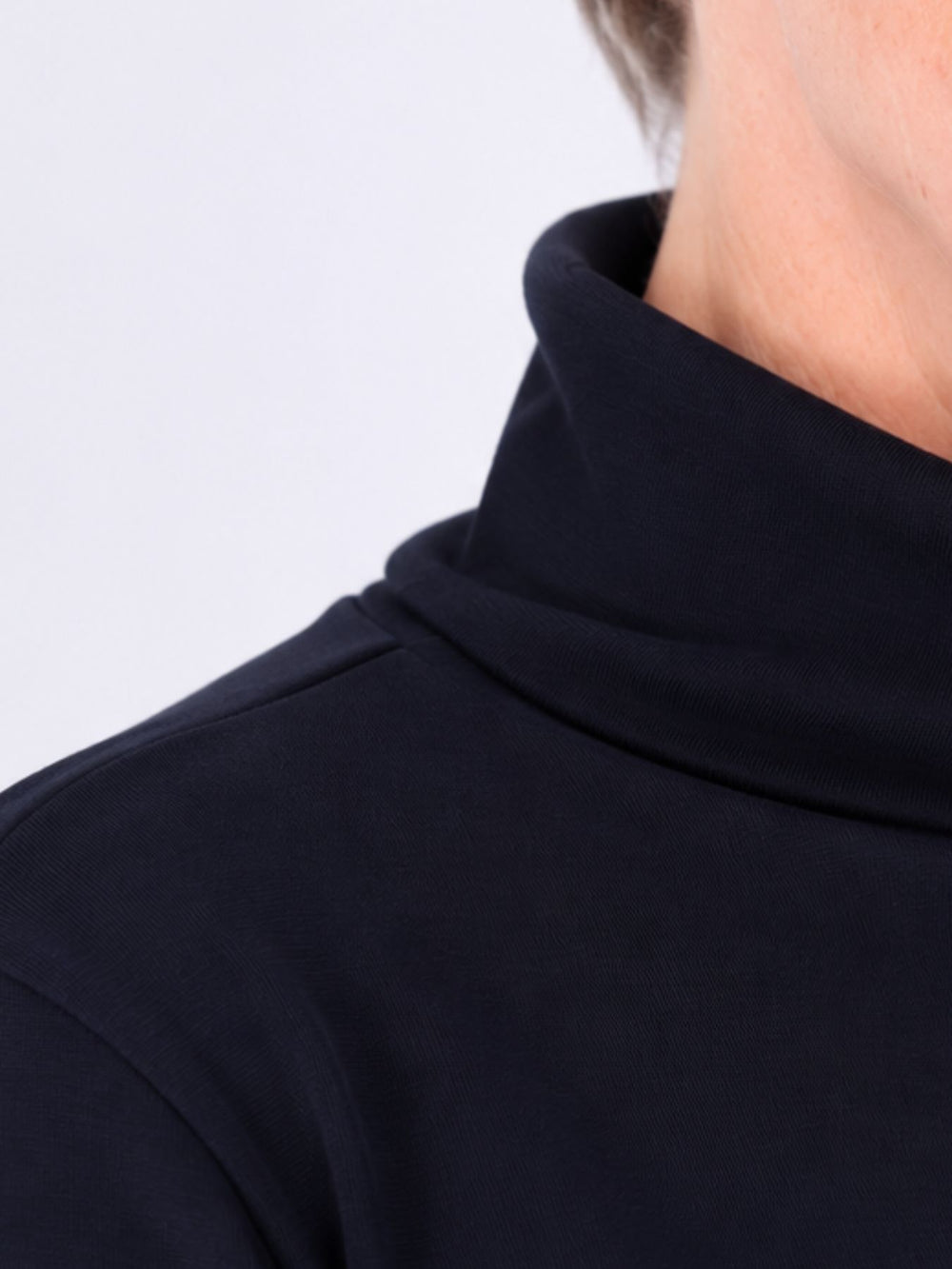 Rollkragenpullover Damen Langarm aus 100 % Baumwolle – Dunkelblau