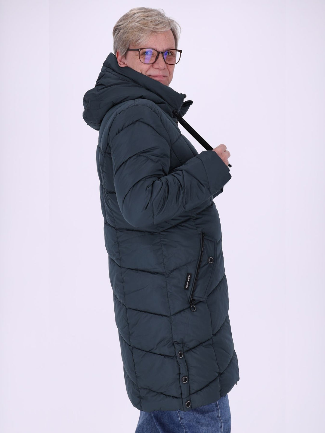 Damen Steppjacke mit Kontrast-Velvetfutter – Dunkles Petrol | Wasserabweisend