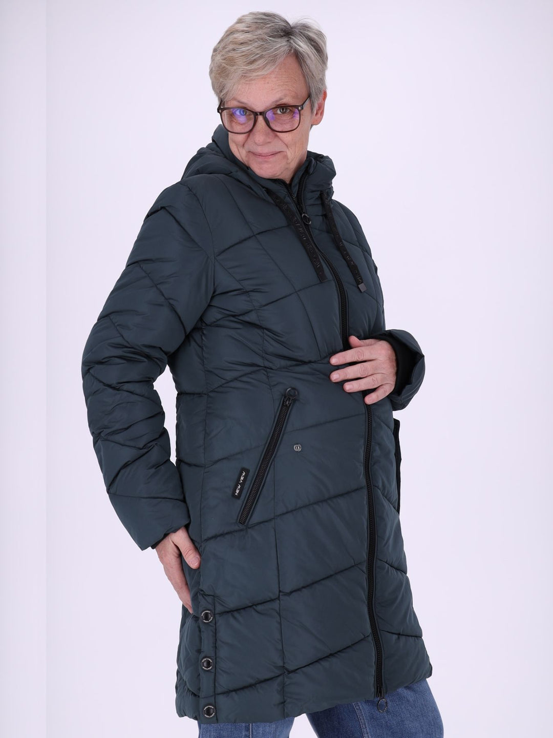 Damen Steppjacke mit Kontrast-Velvetfutter – Dunkles Petrol | Wasserabweisend