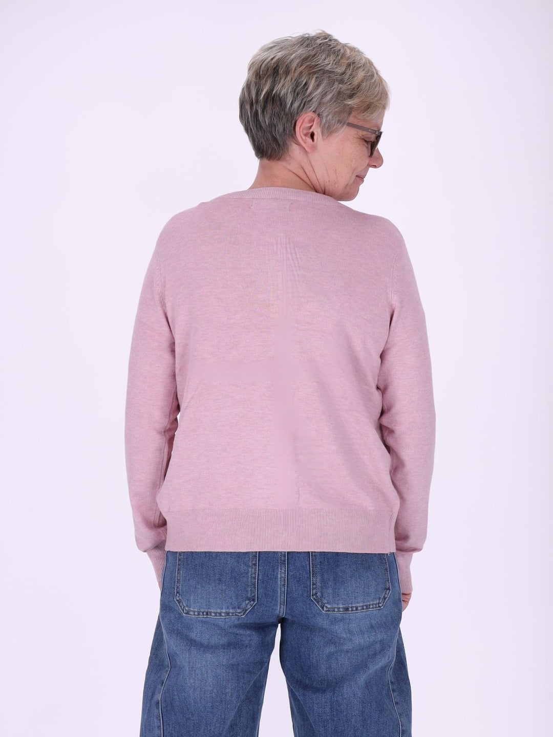 Damen Strickjacke mit Perlenstickerei – Femininer Chic in zartem Rosa