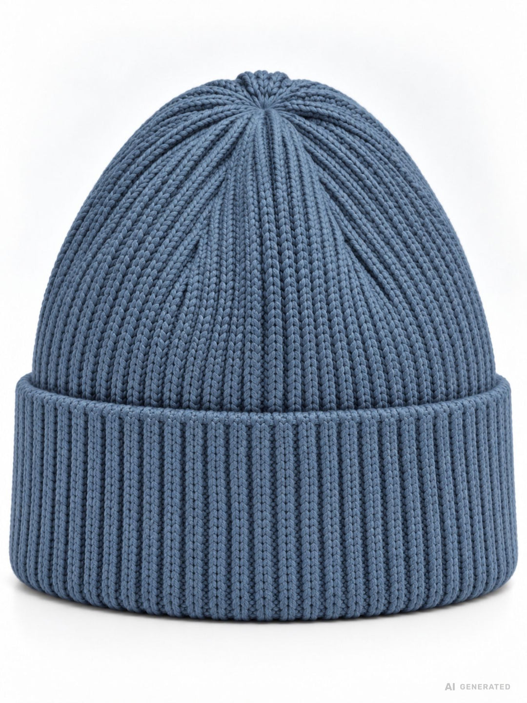 Damen Strickmütze mit Herz-Stickerei – Jeansblau