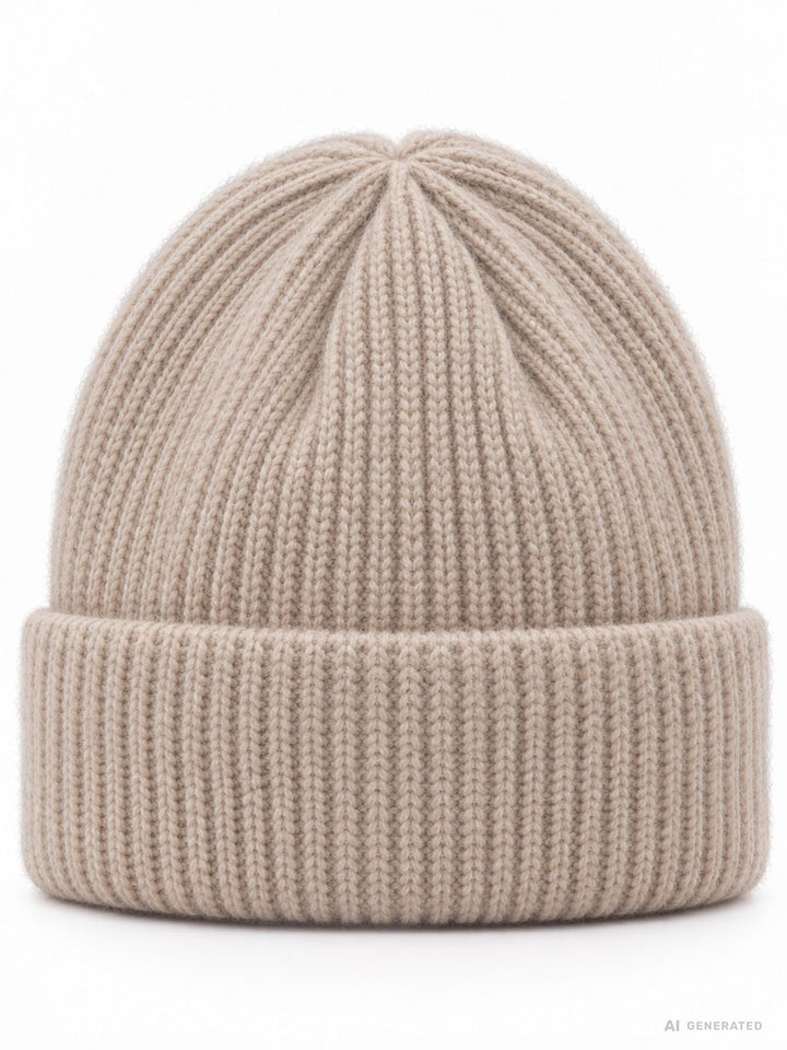 Damen Strickmütze Beige mit pinkem Herz – Kuschelig, modern & liebevoll