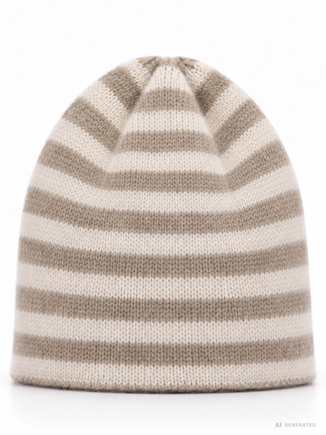 Strickmütze Ringel Beige