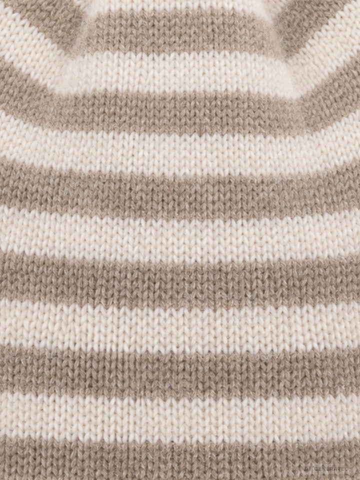 Strickmütze Ringel Beige