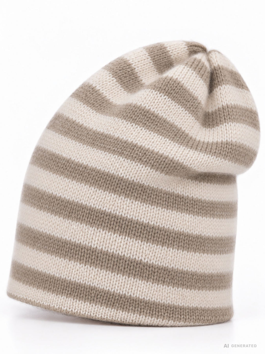 Strickmütze Ringel Beige