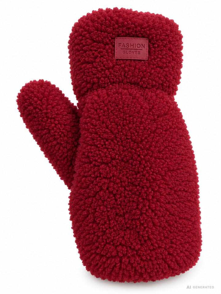 Damen Teddy Fäustlinge in Bordeaux