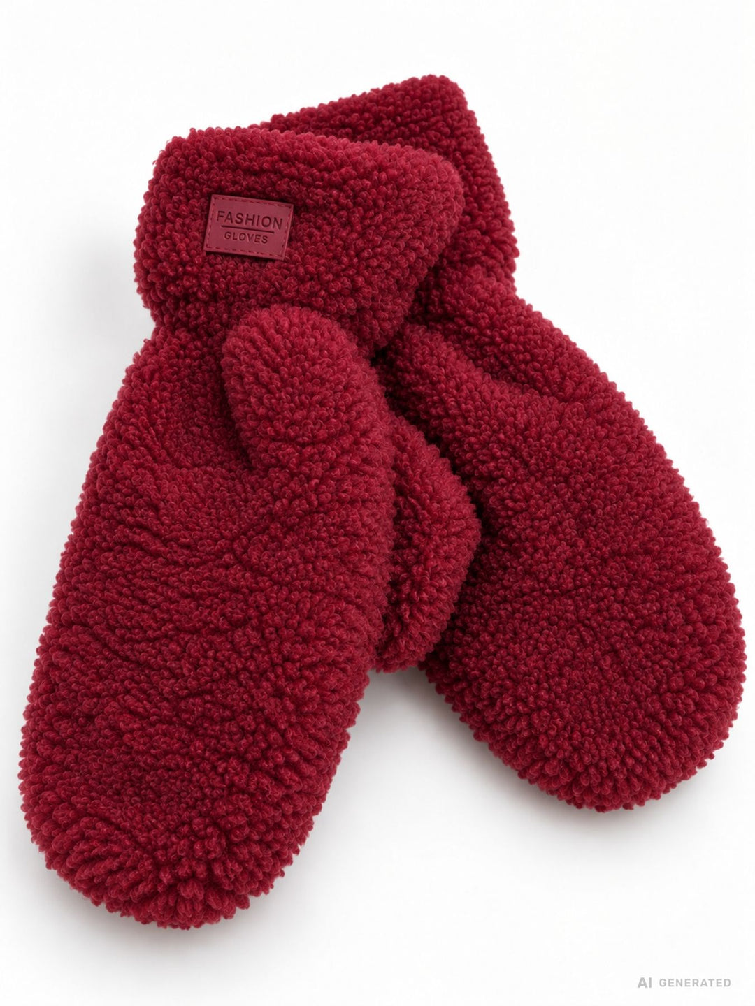 Damen Teddy Fäustlinge in Bordeaux