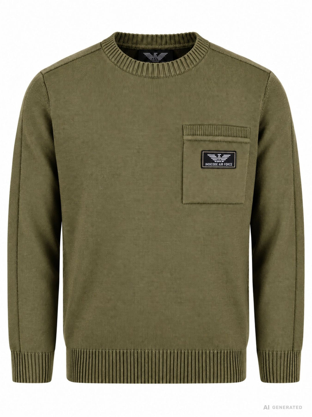 Strickpulli Herren Rippbündchen angetäuschte Brusttasche