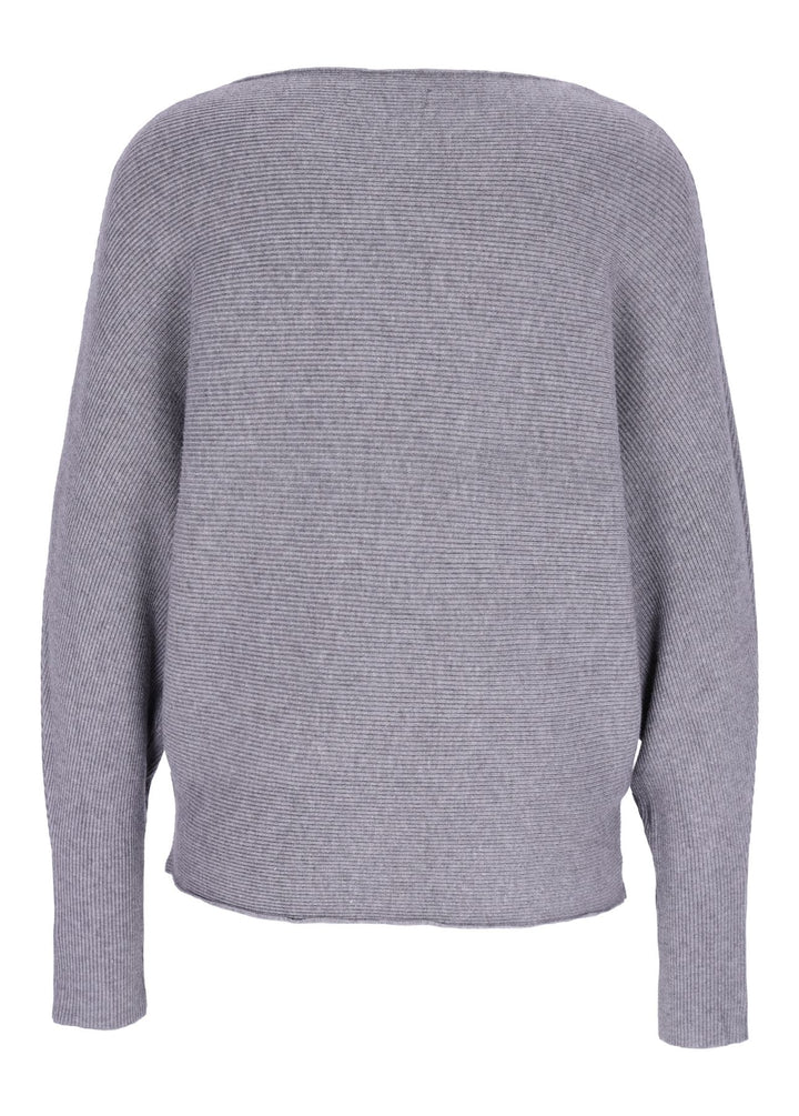 Grauer Damen Strickpullover mit Fledermausärmeln – weich, modern & vielseitig kombinierbar