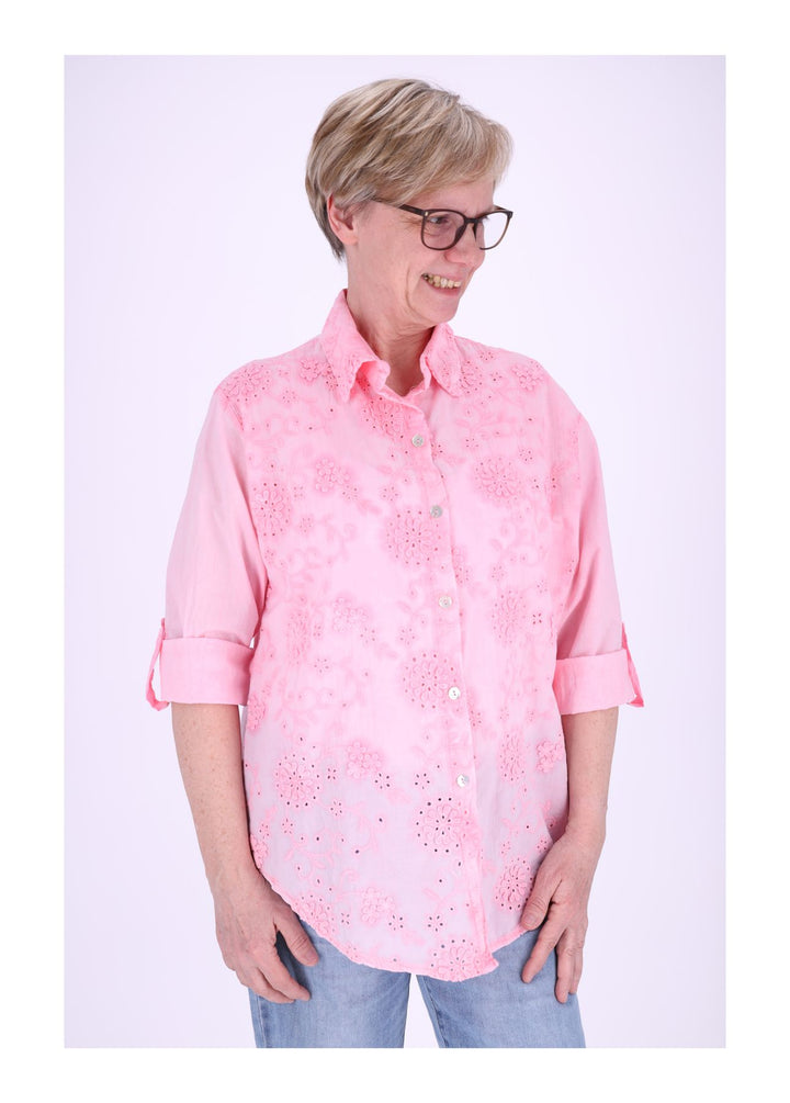 Splash of Color Bluse Damen Stickerei