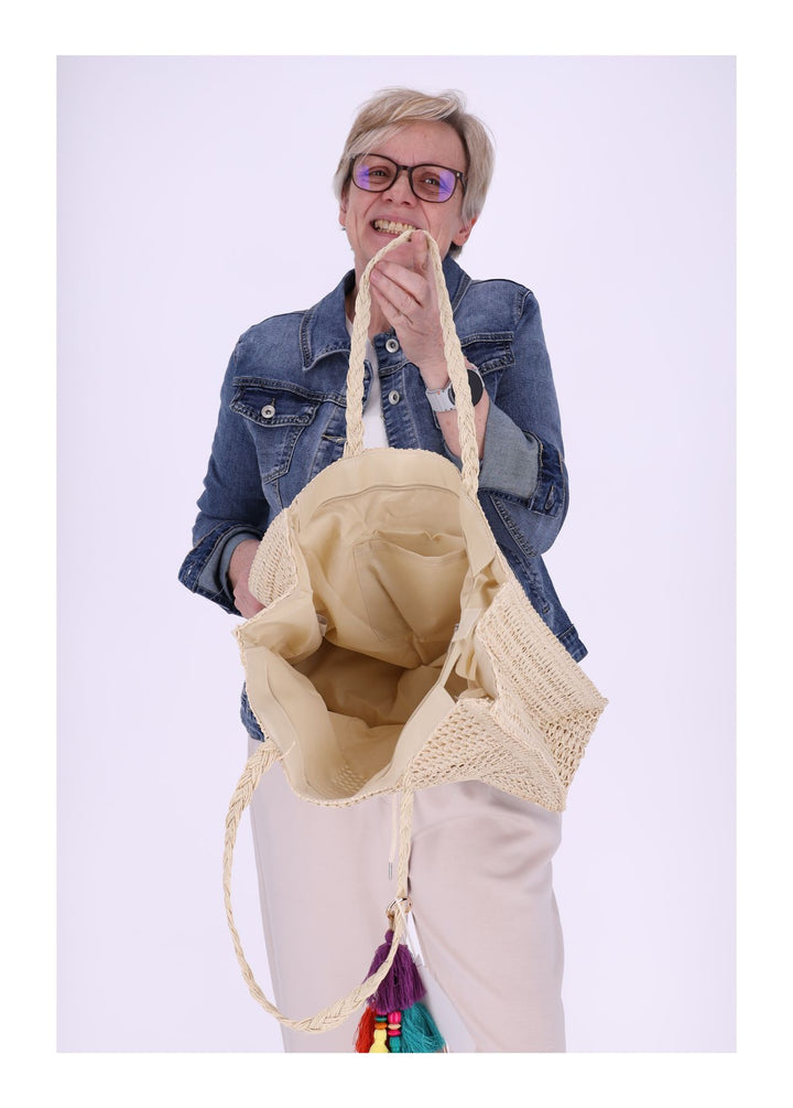 Basttasche Groß mit Bommel